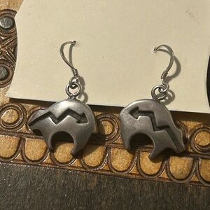 Sterling Silver Native Bear Drop Earrings